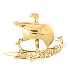 Yellow Gold-plated Silver Pirate Ship Pendant