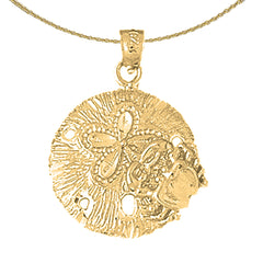 Sterling Silver Sand Dollar Pendant (Rhodium or Yellow Gold-plated)