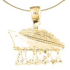 Anhänger „Alaska-Kreuzfahrtschiff“ aus Sterlingsilber (rhodiniert oder gelbvergoldet)