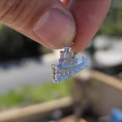 Sterling Silver Tug Boat Pendant (Rhodium or Yellow Gold-plated)