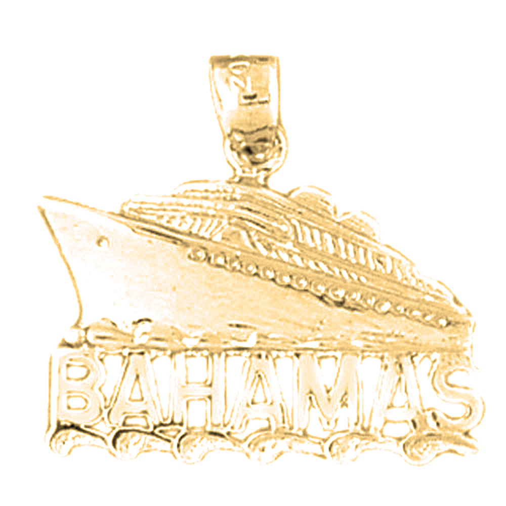 Yellow Gold-plated Silver Bahamas Cruise Ship Pendant