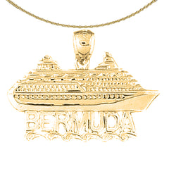 Sterling Silver Bermuda Cruise Ship Pendant (Rhodium or Yellow Gold-plated)