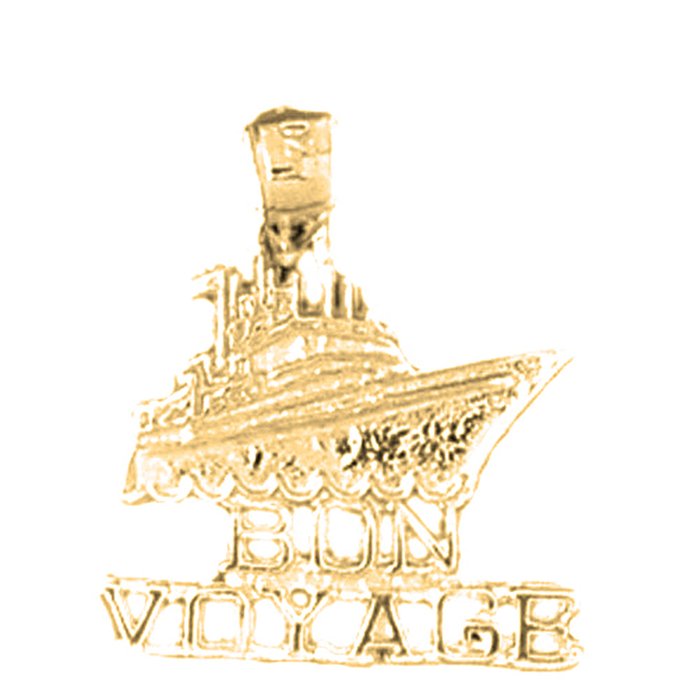 Yellow Gold-plated Silver Bon Voyage Cruise Ship Pendant