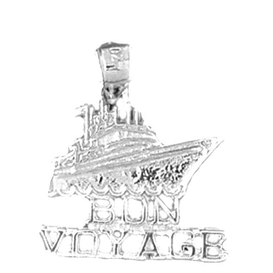 Sterling Silver Bon Voyage Cruise Ship Pendant