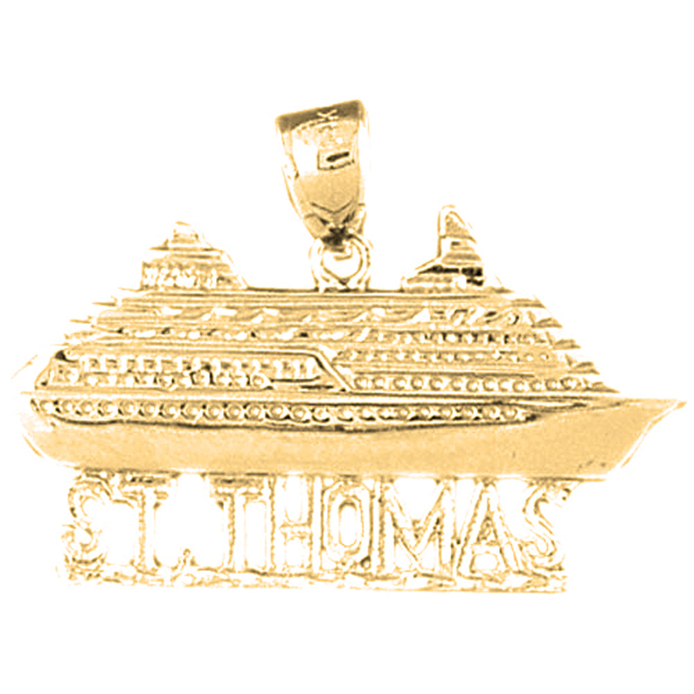 Yellow Gold-plated Silver St. Thomas Cruise Ship Pendant