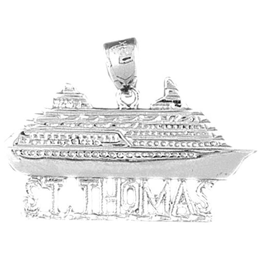 Sterling Silver St. Thomas Cruise Ship Pendant