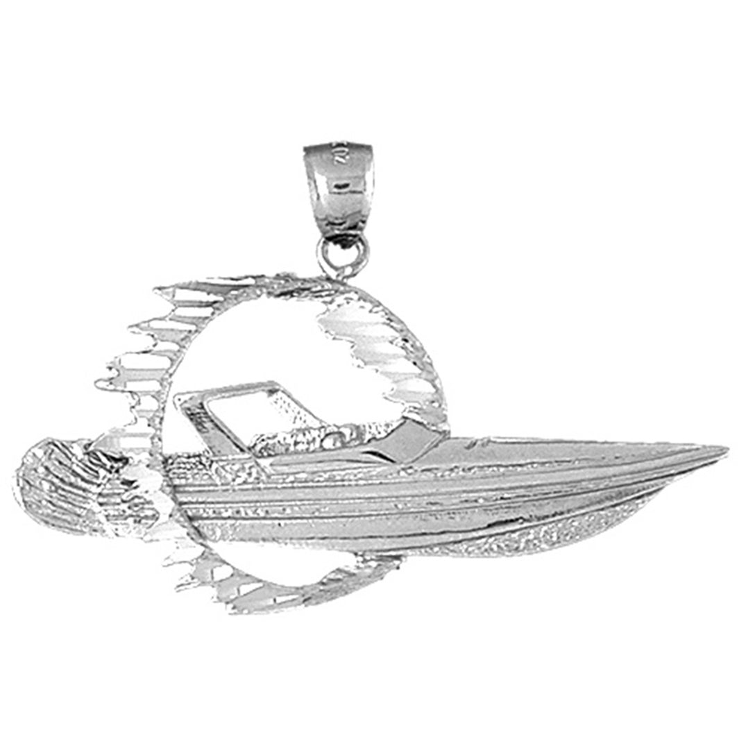 Sterling Silver Speed Race Boat Pendant