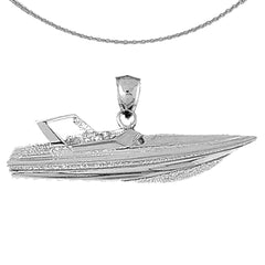 Colgante de barco de carreras de velocidad en plata de ley (bañado en rodio o oro amarillo)