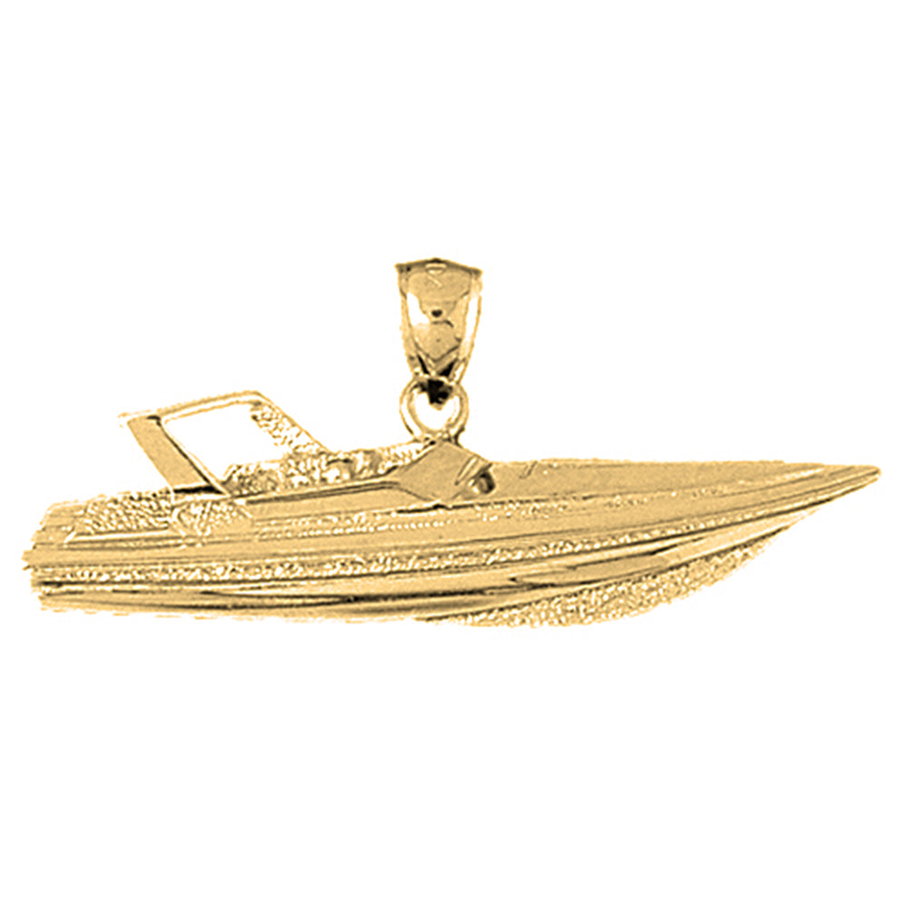 Yellow Gold-plated Silver Speed Race Boat Pendant