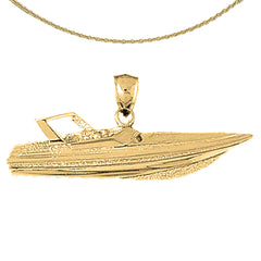 Colgante de barco de carreras de velocidad en plata de ley (bañado en rodio o oro amarillo)