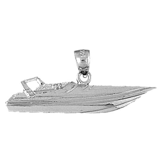 Sterling Silver Speed Race Boat Pendant