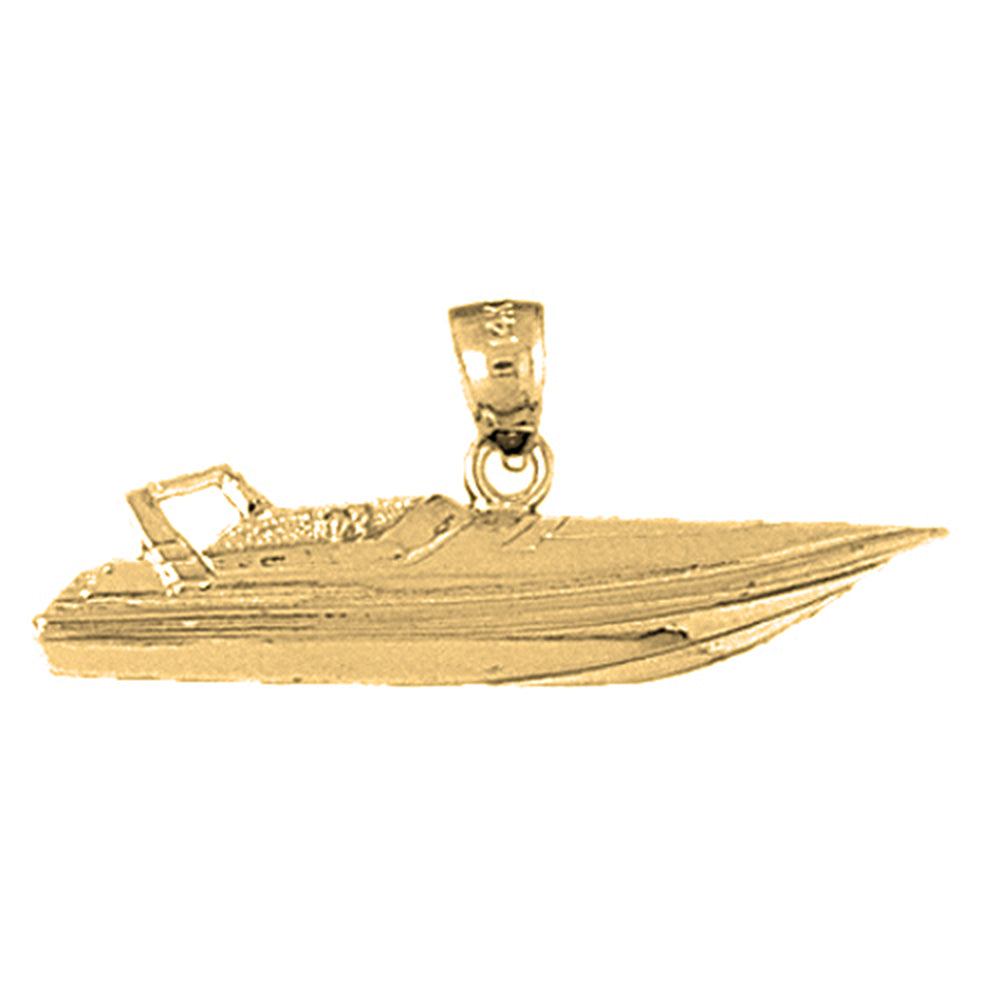 Yellow Gold-plated Silver Speed Race Boat Pendant