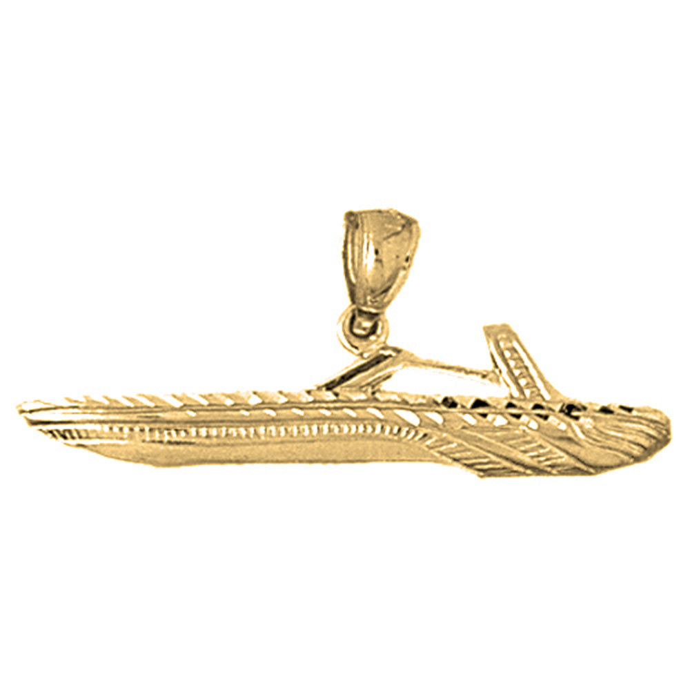 Yellow Gold-plated Silver Speed Race Boat Pendant