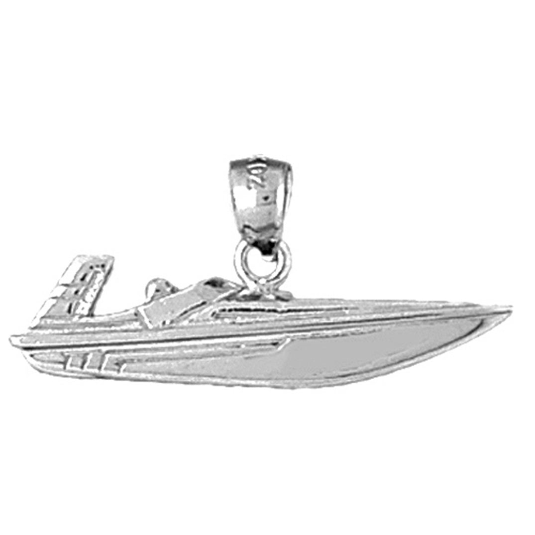 Sterling Silver Speed Race Boat Pendant