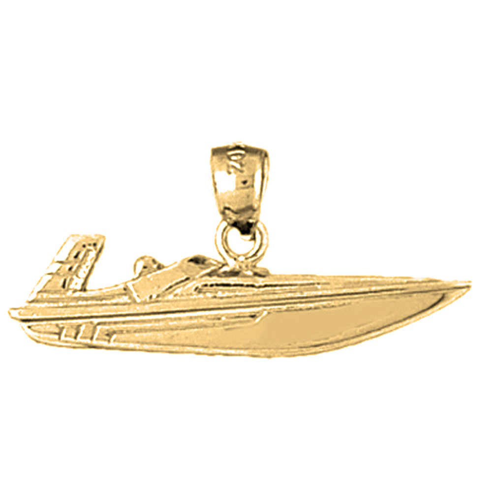 Yellow Gold-plated Silver Speed Race Boat Pendant