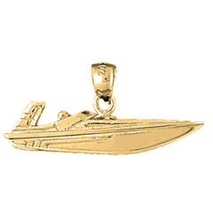 Yellow Gold-plated Silver Speed Race Boat Pendant
