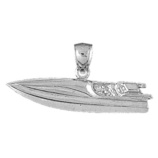 Sterling Silver Speed Race Boat Pendant
