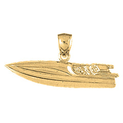 Yellow Gold-plated Silver Speed Race Boat Pendant