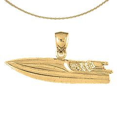 Colgante de barco de carreras de velocidad en plata de ley (bañado en rodio o oro amarillo)