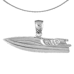 Colgante de barco de carreras de velocidad en plata de ley (bañado en rodio o oro amarillo)