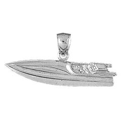 Sterling Silver Speed Race Boat Pendant