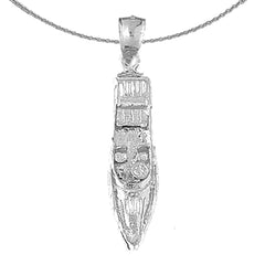 Sterling Silver Motor Boat Pendant (Rhodium or Yellow Gold-plated)