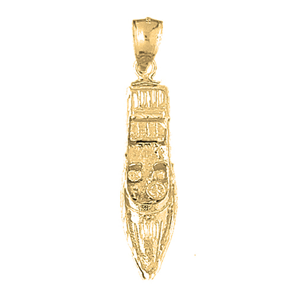 Yellow Gold-plated Silver Motor Boat Pendant
