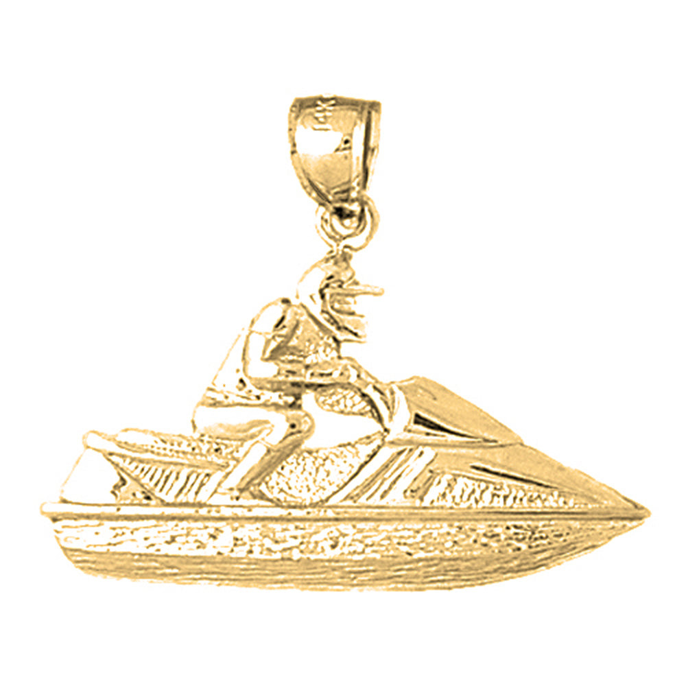 Yellow Gold-plated Silver Jet Ski Pendant