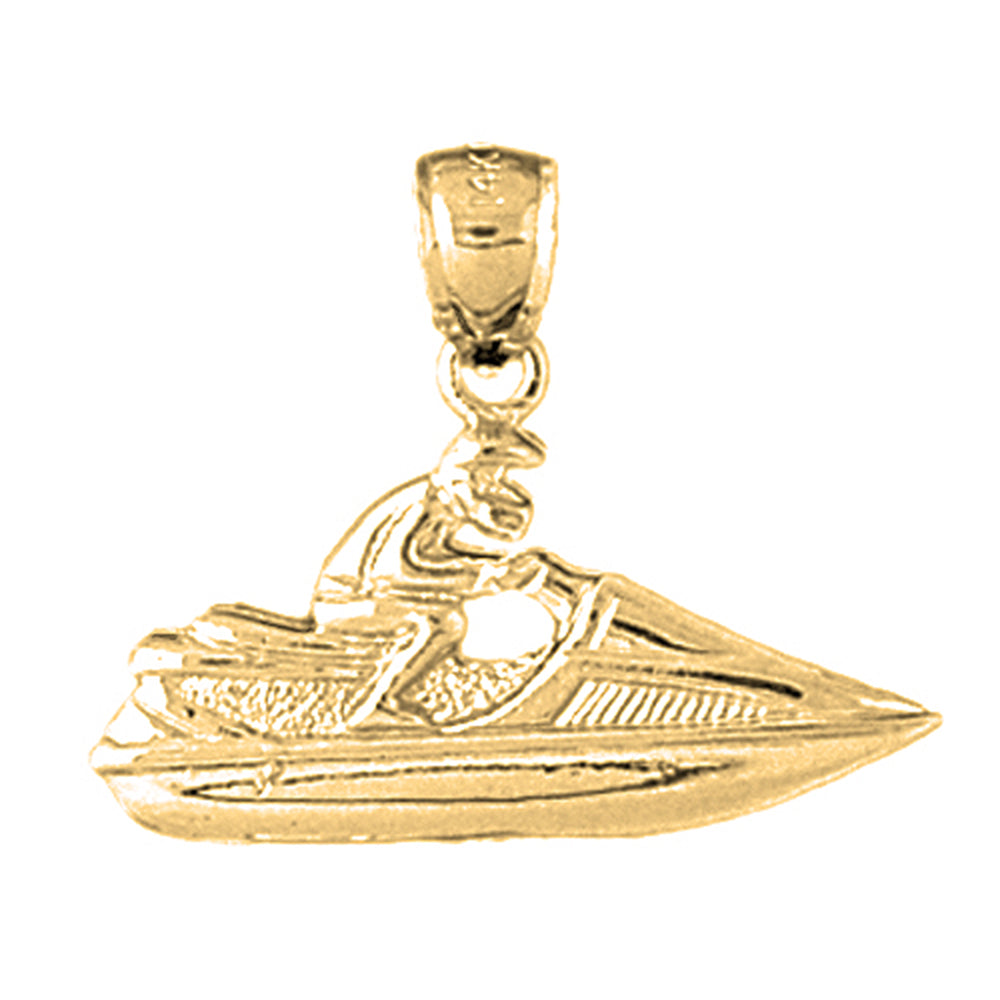 Yellow Gold-plated Silver Jet Ski Pendant