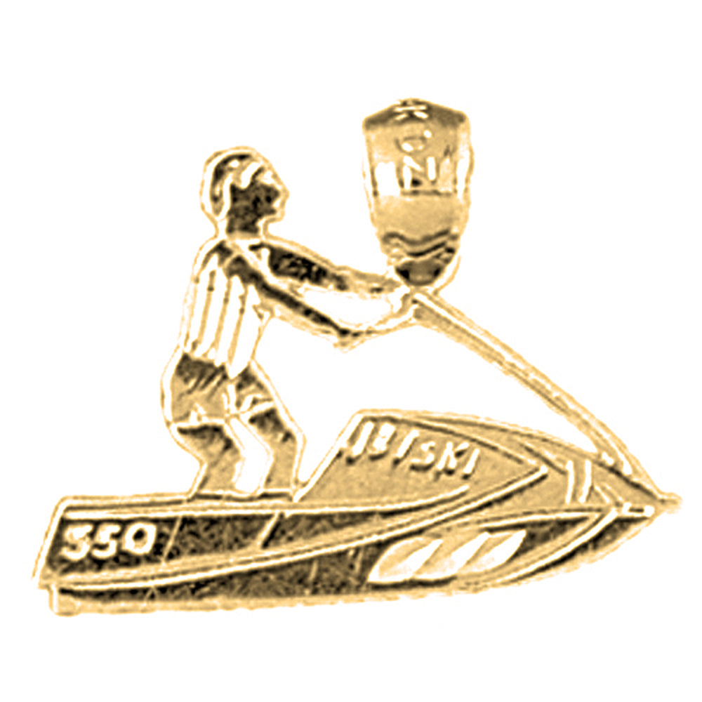 Yellow Gold-plated Silver Jet Ski Pendant