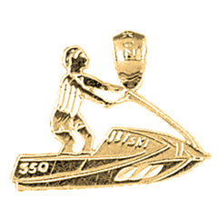 Yellow Gold-plated Silver Jet Ski Pendant