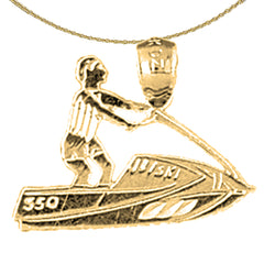 Sterling Silver Jet Ski Pendant (Rhodium or Yellow Gold-plated)