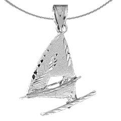 Colgante de velero de plata de ley (bañado en rodio o oro amarillo)