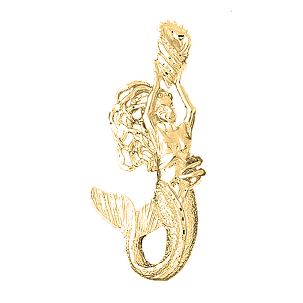 Yellow Gold-plated Silver Mermaid Pendant