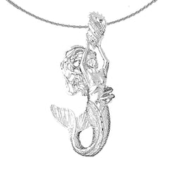 Sterling Silver Mermaid Pendant (Rhodium or Yellow Gold-plated)