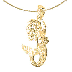 Sterling Silver Mermaid Pendant (Rhodium or Yellow Gold-plated)