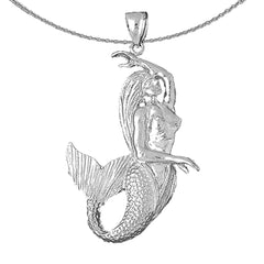 3D-Anhänger Meerjungfrau aus Sterlingsilber (rhodiniert oder gelbvergoldet)