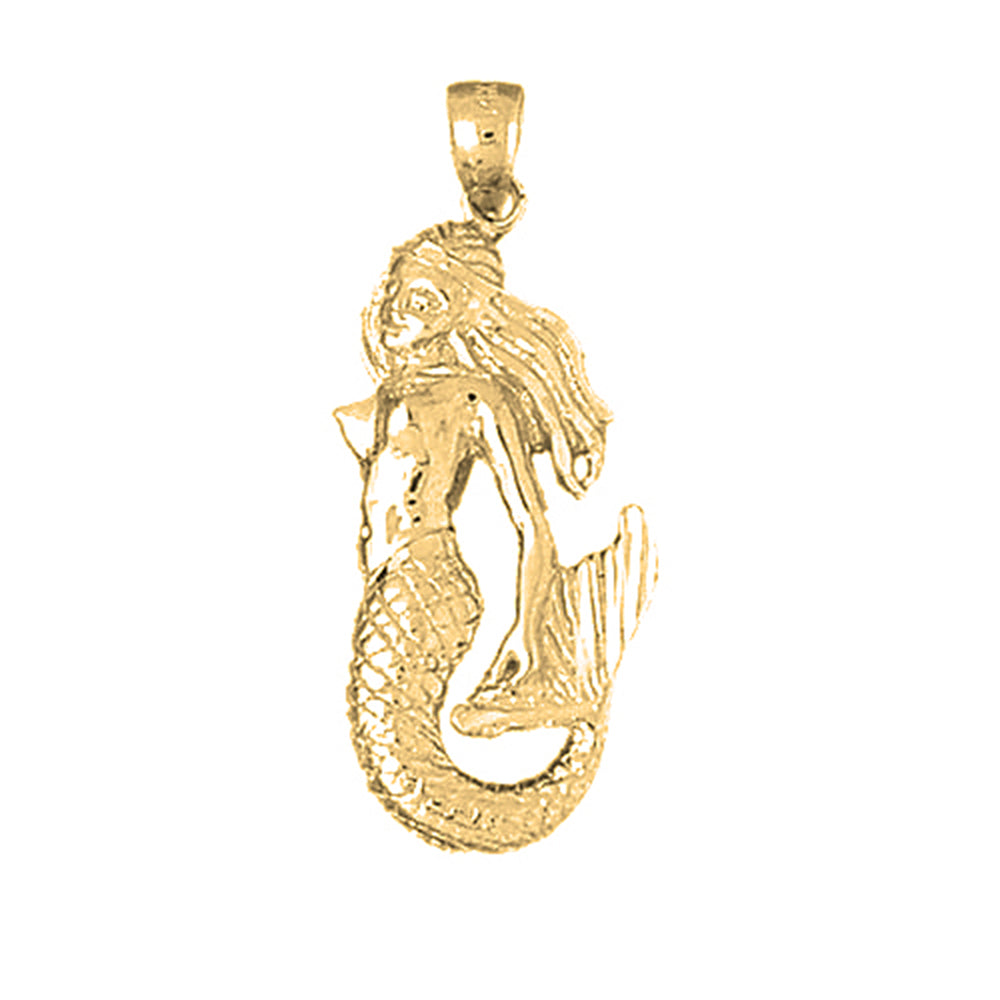 Yellow Gold-plated Silver Mermaid Pendant