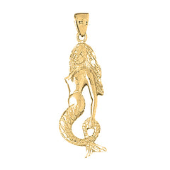Yellow Gold-plated Silver Mermaid Pendant