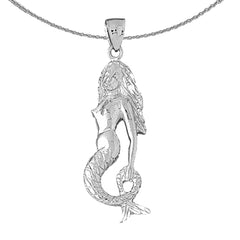 Sterling Silver Mermaid Pendant (Rhodium or Yellow Gold-plated)
