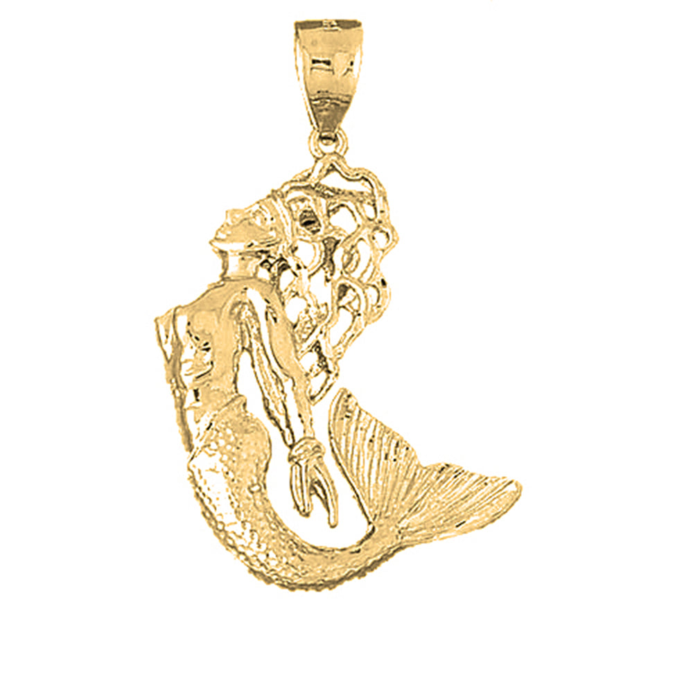 Yellow Gold-plated Silver Mermaid Pendant