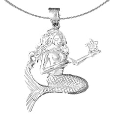 Sterling Silver Mermaid Pendant (Rhodium or Yellow Gold-plated)