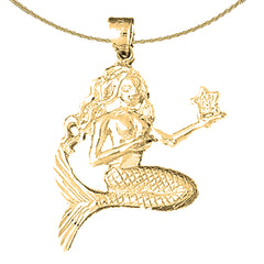 Sterling Silver Mermaid Pendant (Rhodium or Yellow Gold-plated)