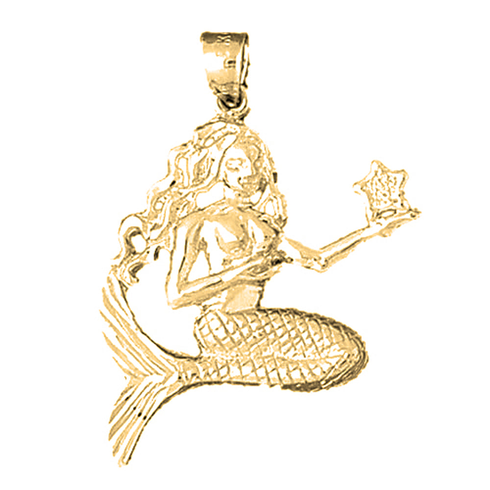 Yellow Gold-plated Silver Mermaid Pendant