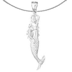 Sterling Silver Mermaid Pendant (Rhodium or Yellow Gold-plated)