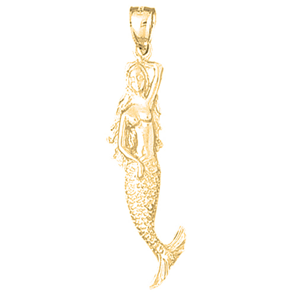 Yellow Gold-plated Silver Mermaid Pendant