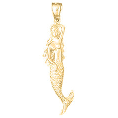 Yellow Gold-plated Silver Mermaid Pendant