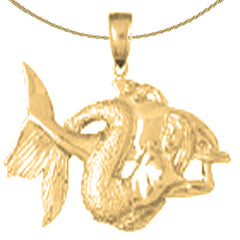 Sterling Silver Mermaid Pendant (Rhodium or Yellow Gold-plated)