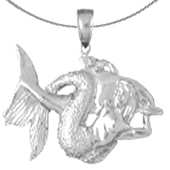 Sterling Silver Mermaid Pendant (Rhodium or Yellow Gold-plated)