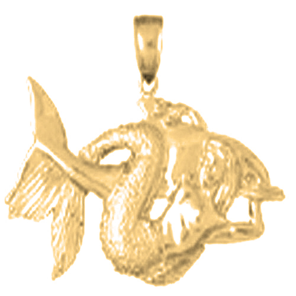 Yellow Gold-plated Silver Mermaid Pendant